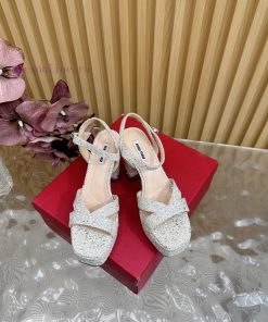 Miumiu 25s Spring/Summer New Product Waterproof Platform Thick Heel Sandals Heel Set With Spark gemdytsk