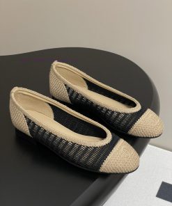 Chanel 25P Is The Most Beautiful Woven Ballet Shoe Lafite Grass Double C Flat Straw Woven Singl 6h4scnrv