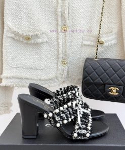 Chanel | Chanel 25C Early Spring New ProductDouble C Bow Pearl High-heeled SlippersIt's Not An jg6xhlfe