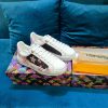 LV Lv Brand Louis Vuitton Time Out Series Rhinestone Casual White Shoes Patchwork Presbyopia Sp beameogy