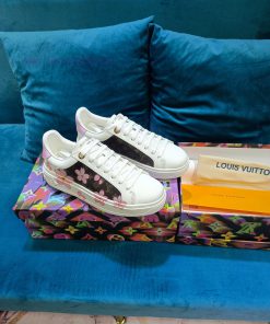 LV Lv Brand Louis Vuitton Time Out Series Rhinestone Casual White Shoes Patchwork Presbyopia Sp beameogy