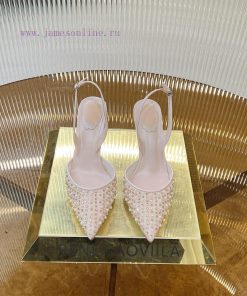 R ᴇɴᴇ C ᴀᴏᴠɪʟʟᴀ | 2022s 𝐒 Heavy Industry RC Crystal Pearl Gemstone Lace Flat Heel Shoes Wedding 299hsv38