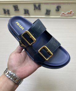 PRADR - Prada's New Two Character Slipper With Adjustable Buckle Design Luxury Brand Casual Sli afnck4pw