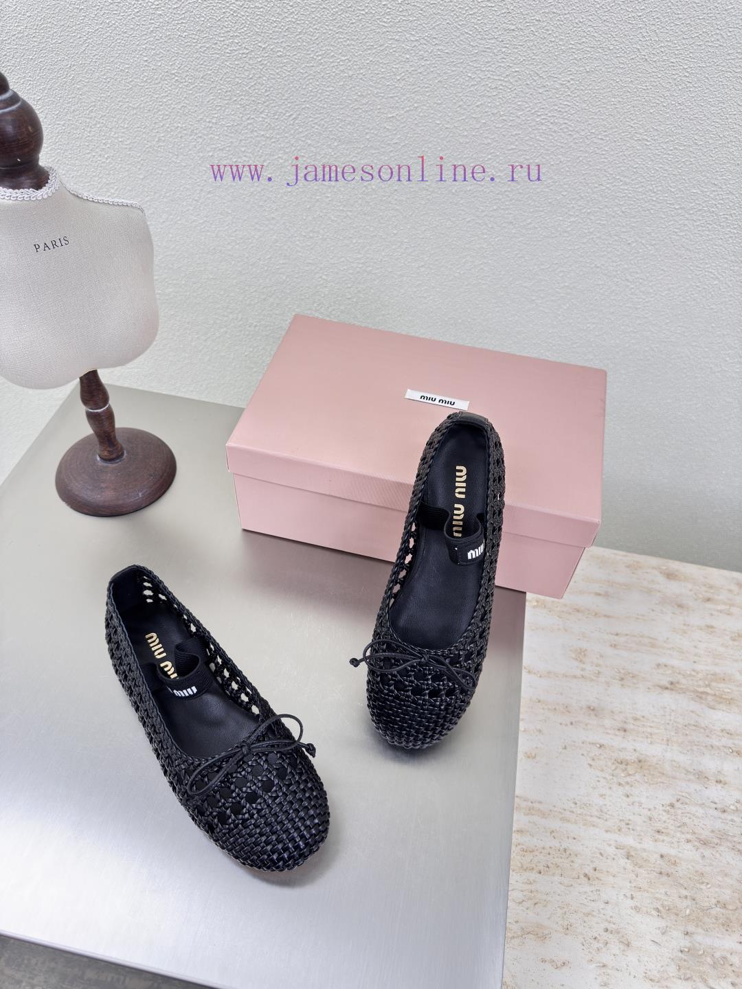 Miu'miu Hand Woven Mary Jane Flat Sole ShoesBlack Woven PatternFlat Bottomed DesignSeries Miu'm aqmjrds6 - Image 6