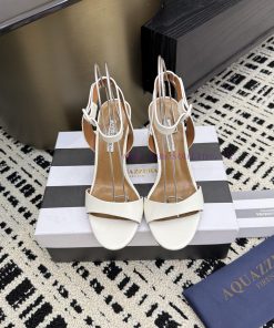 AQUAZZURA Zp Knitted Coarse Heel New High Heel SandalsMade Of Original Custom Silk With Origina bk1asktx