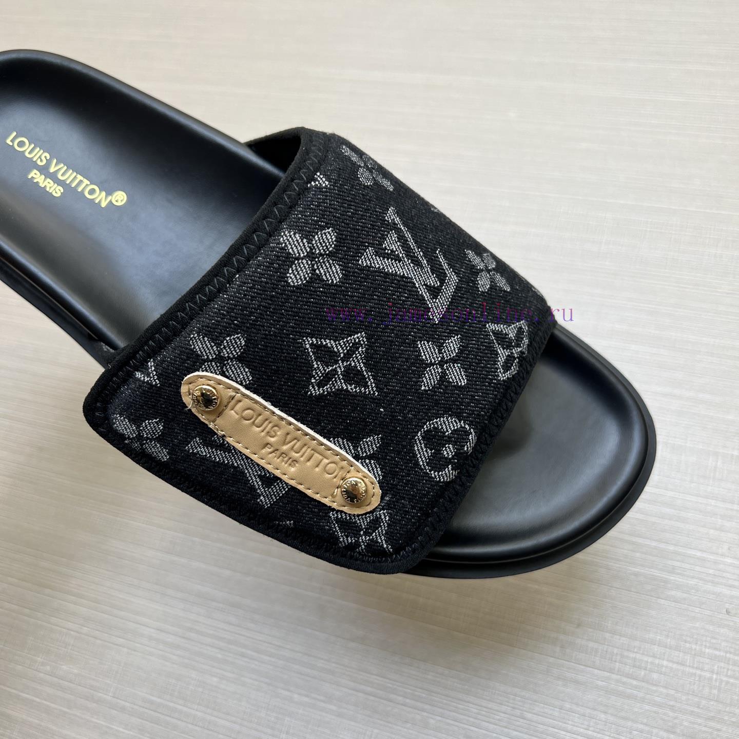 LOUIS VUITTON Louis Vuitton LV One Word Drag Official Website Popular Men's Velcro Slippers Sim rhah53u7 - Image 7