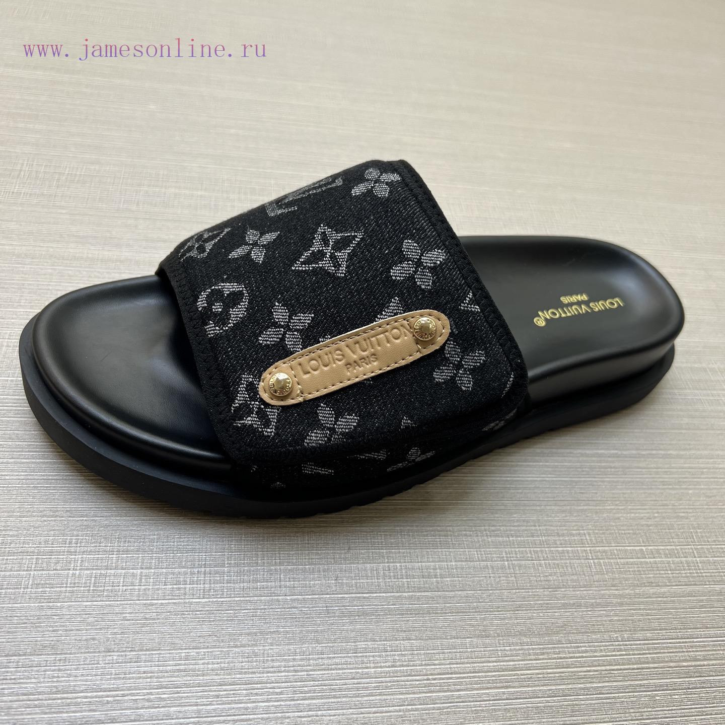 LOUIS VUITTON Louis Vuitton LV One Word Drag Official Website Popular Men's Velcro Slippers Sim rhah53u7 - Image 9