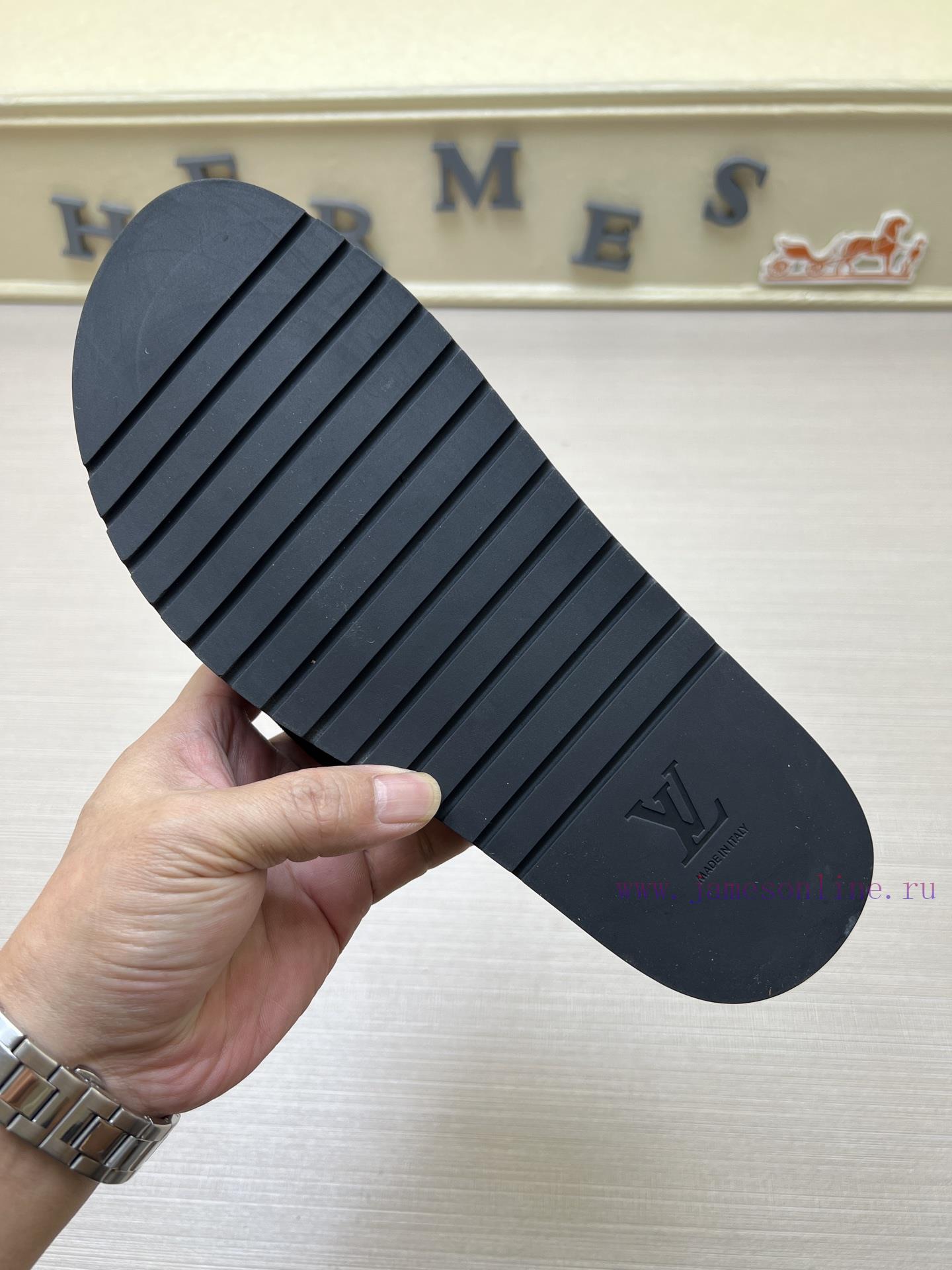 LOUIS VUITTON Louis Vuitton LV One Word Drag Official Website Popular Men's Velcro Slippers Sim rhah53u7 - Image 10