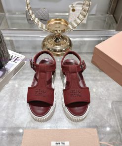 Miu Miu 25ss Spring/Summer New Collection Sponge Cake Thick Bottom Canvas Roman Open Toed Casua 7gksm3jf