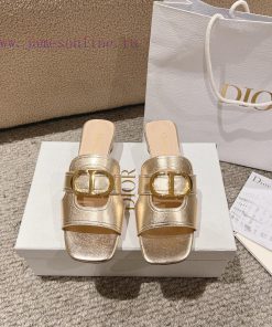Purchasing LevelClassic Dior Metal CD Letter Hollow Sandals Square Toe Thick Heel Slippers With xspk923b