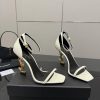 Top TierSaint Laurent/YSL Metal Letter Logo High-heeled SandalsYSL Sister's Beautiful And Exqui kh4bb8bv