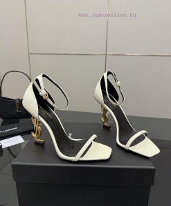 Top TierSaint Laurent/YSL Metal Letter Logo High-heeled SandalsYSL Sister's Beautiful And Exqui kh4bb8bv