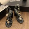 Chanel Coarse Heel Strap Sandals With Pearl Camellia Buckle DecorationOfficial CatalogCode 3536 30mspb2q