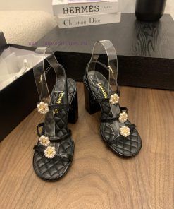 Chanel Coarse Heel Strap Sandals With Pearl Camellia Buckle DecorationOfficial CatalogCode 3536 30mspb2q