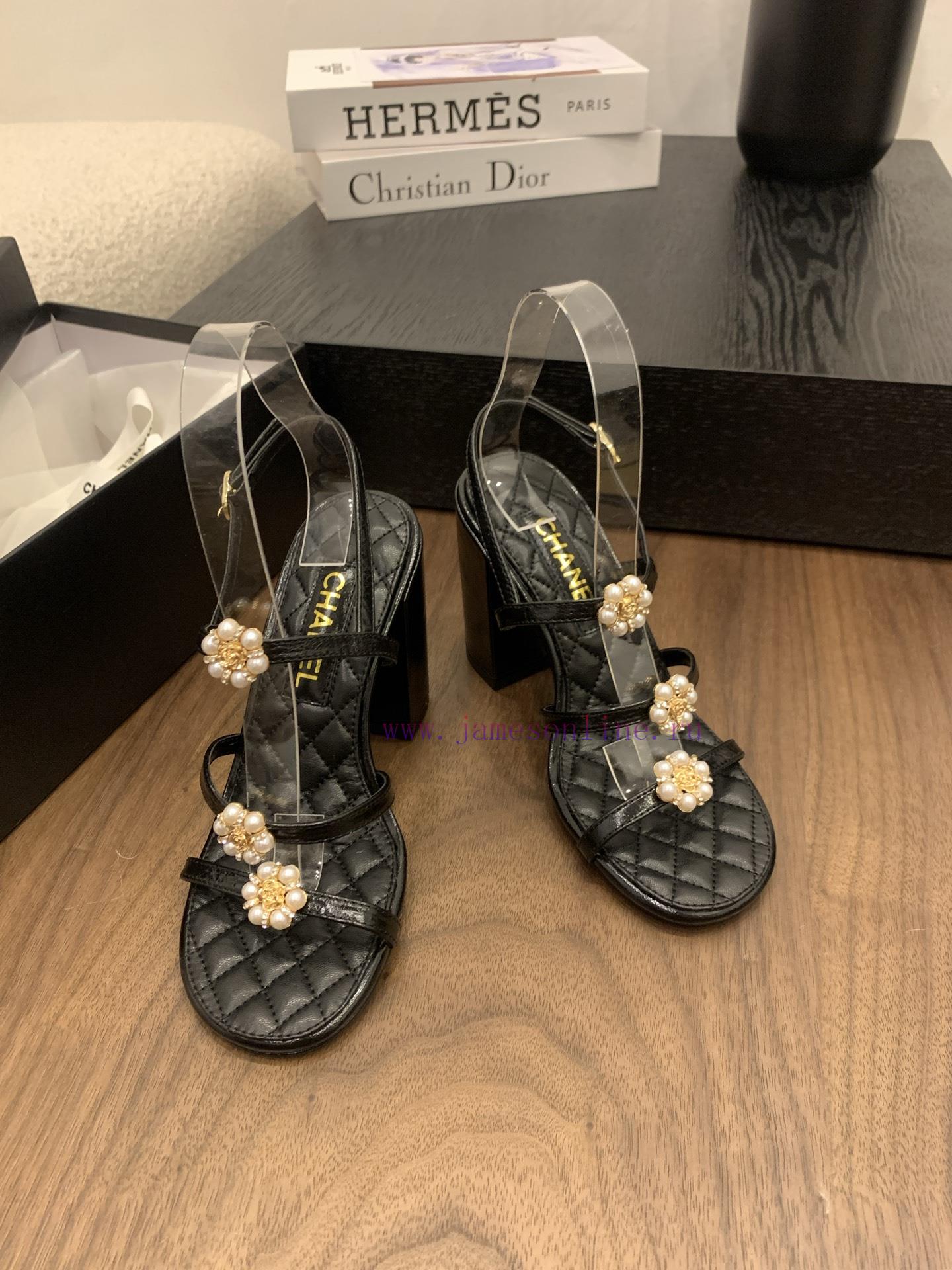 Chanel Coarse Heel Strap Sandals With Pearl Camellia Buckle DecorationOfficial CatalogCode 3536 30mspb2q - Image 2
