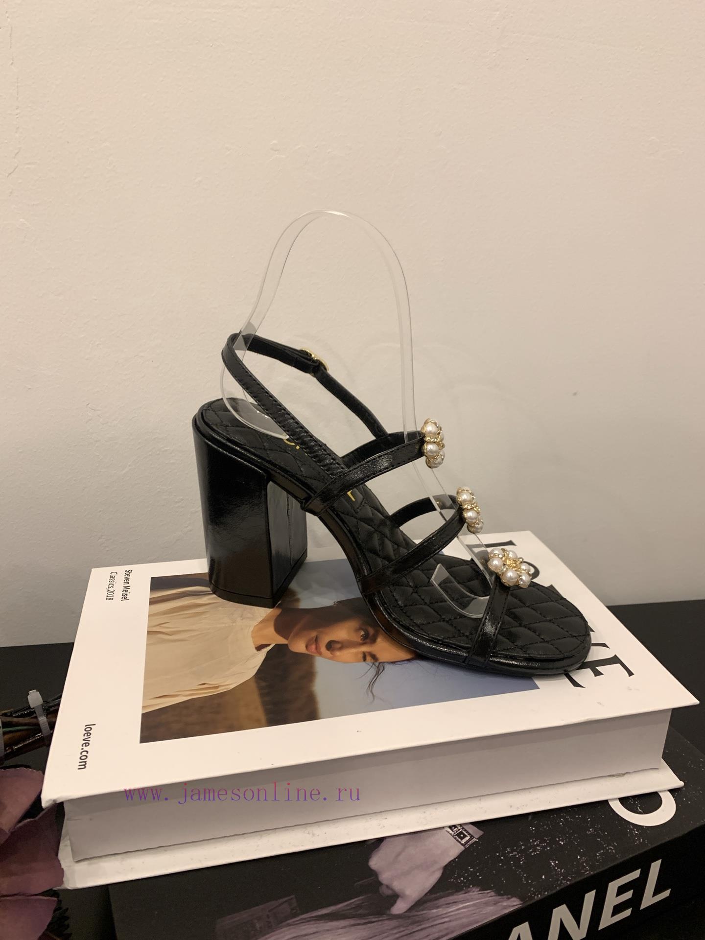 Chanel Coarse Heel Strap Sandals With Pearl Camellia Buckle DecorationOfficial CatalogCode 3536 30mspb2q - Image 3