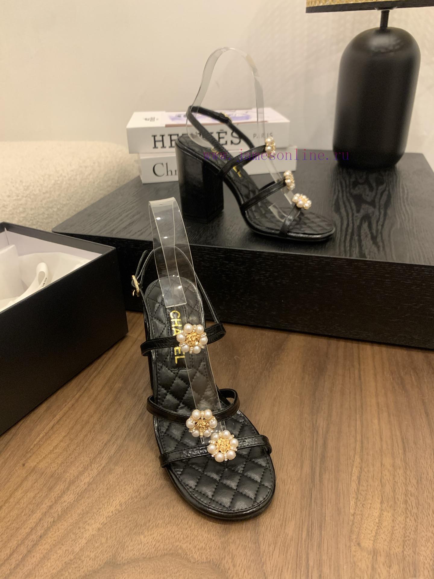 Chanel Coarse Heel Strap Sandals With Pearl Camellia Buckle DecorationOfficial CatalogCode 3536 30mspb2q - Image 9