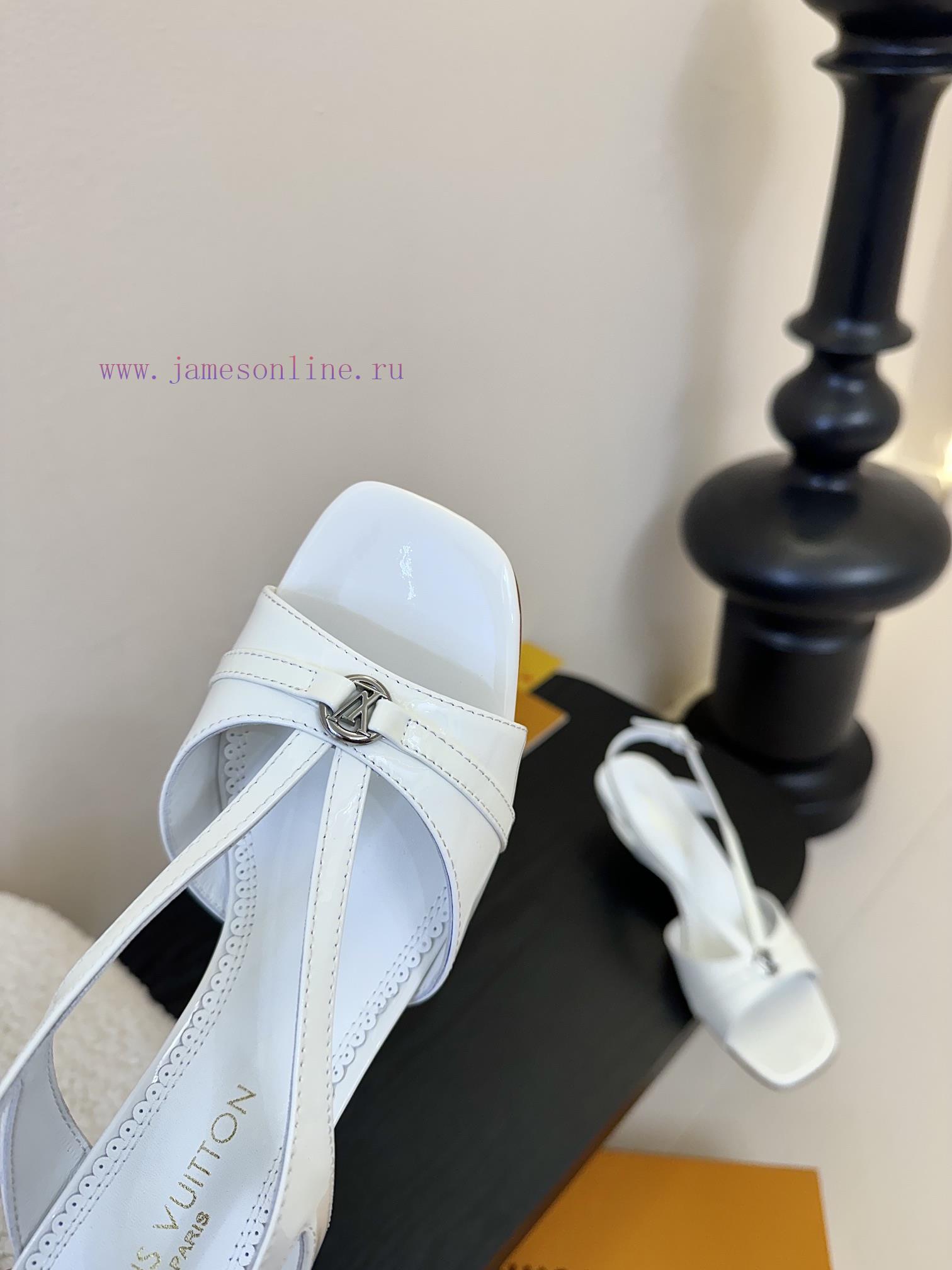25ss Spring/summer New LOUIS VUITTON Lv Square Buckle V-belt Cat Heel Sandals With Exposed Heel uwhphrj9 - Image 7