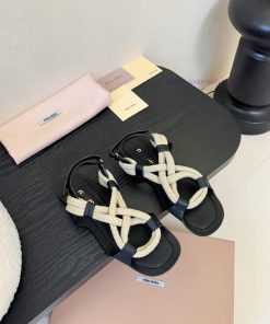 Miu Miu 2025 Fashion Week Runway Hemp Rope Woven Sandals And Flip Flops Are Popular On Major Pu 74paloye