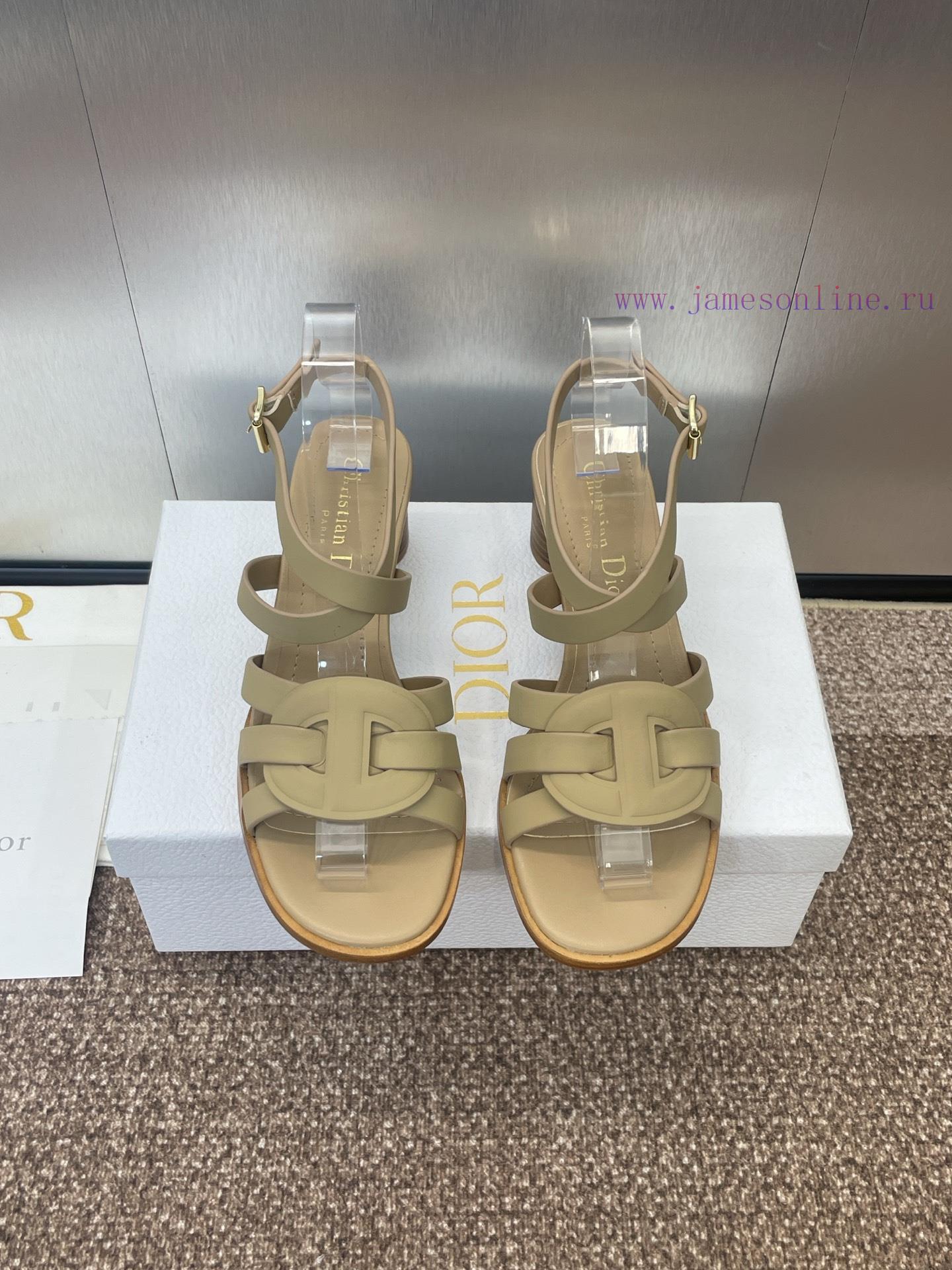Dior 2025 Spring/Summer New D-Club Jelly Color Hollow Layered Cross Strap Middle Heel Women's S hidb9xtq - Image 2