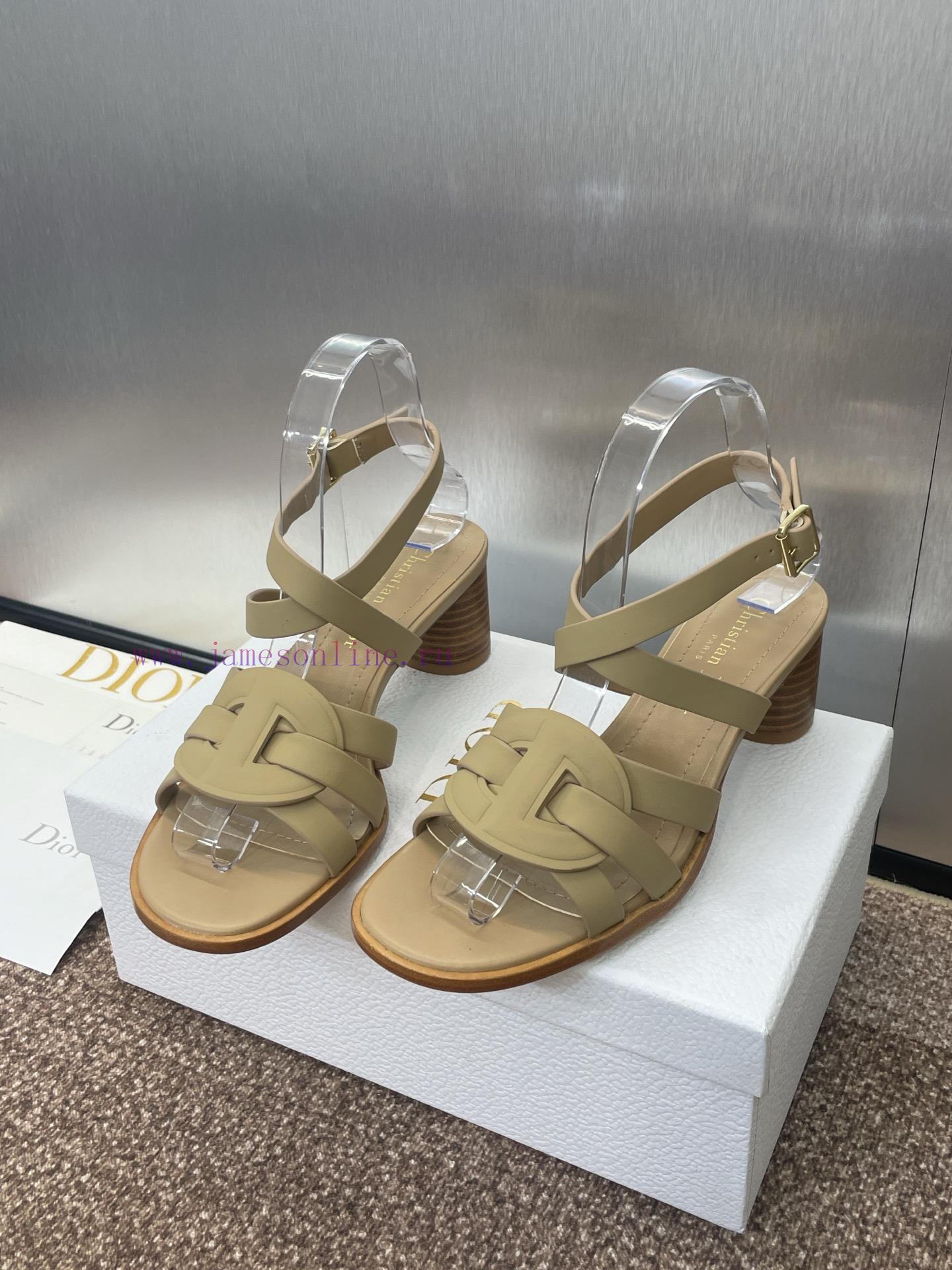 Dior 2025 Spring/Summer New D-Club Jelly Color Hollow Layered Cross Strap Middle Heel Women's S hidb9xtq - Image 3
