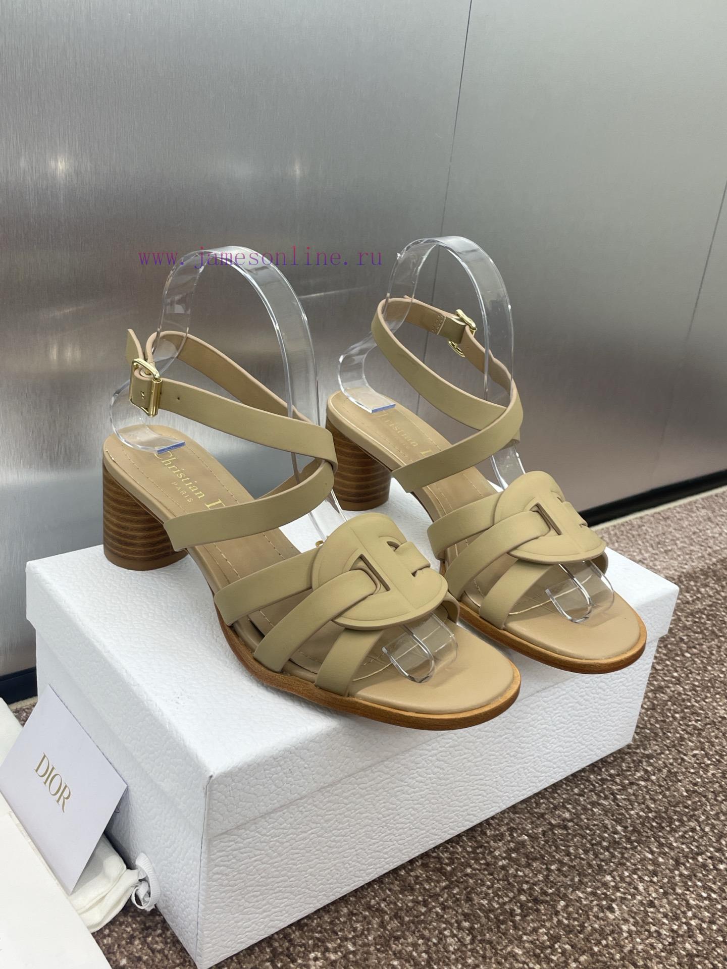 Dior 2025 Spring/Summer New D-Club Jelly Color Hollow Layered Cross Strap Middle Heel Women's S hidb9xtq - Image 4