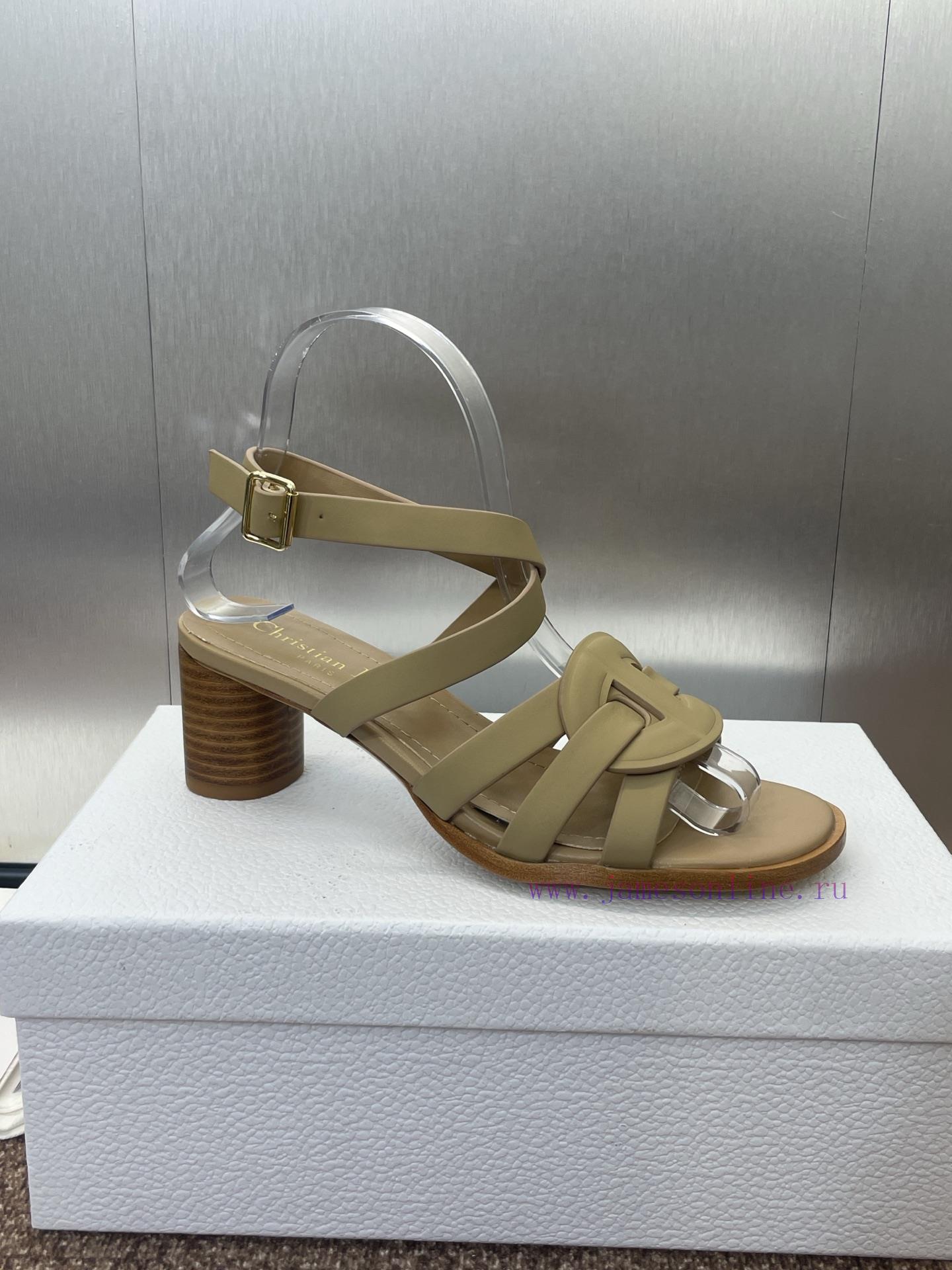 Dior 2025 Spring/Summer New D-Club Jelly Color Hollow Layered Cross Strap Middle Heel Women's S hidb9xtq - Image 7