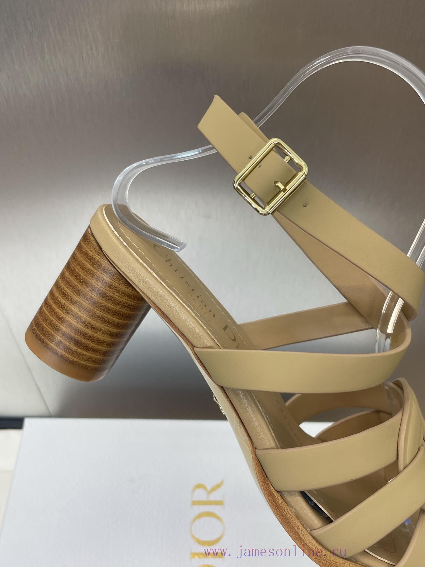 Dior 2025 Spring/Summer New D-Club Jelly Color Hollow Layered Cross Strap Middle Heel Women's S hidb9xtq - Image 9