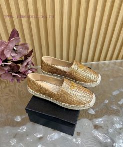 PRADA 2025 Early Spring New Fish Mouth Grass Weaving Fisherman's Shoes Single Shoes———————————— 9wryajul