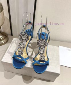 2025 Jimmy Choo Zhou Yangjie Yuanbao String Straight Strap SandalsSwarovski Crystal Diamond Bli 832ua011