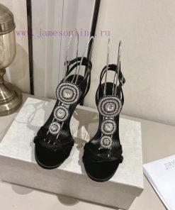 2025 Jimmy Choo Zhou Yangjie Yuanbao String Straight Strap SandalsSwarovski Crystal Diamond Bli uaha6b4w