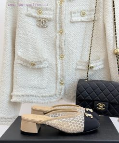Chanel | Chanel Classic Spring/Summer New ProductsMesh Water Diamond Double C Coarse Heel Half n11hd8f7
