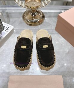 Miumi * 25ss New Baotou Muller Shoes Grass Woven Thick Soled Cool SlippersHow Can Summer Be Wit 9w6ixzlv