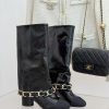 Chanel | Chanel 25k Autumn/Winter New Product Large Chain Color MatchThick Heeled Pants BootsIc mij2ee2a