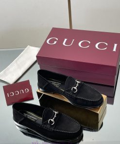 Women's 2025 Early Autumn Latest GUCCI Horseneck Buckle Heel 2 Wear Single Shoes Deer Leather G x6fnyz1k