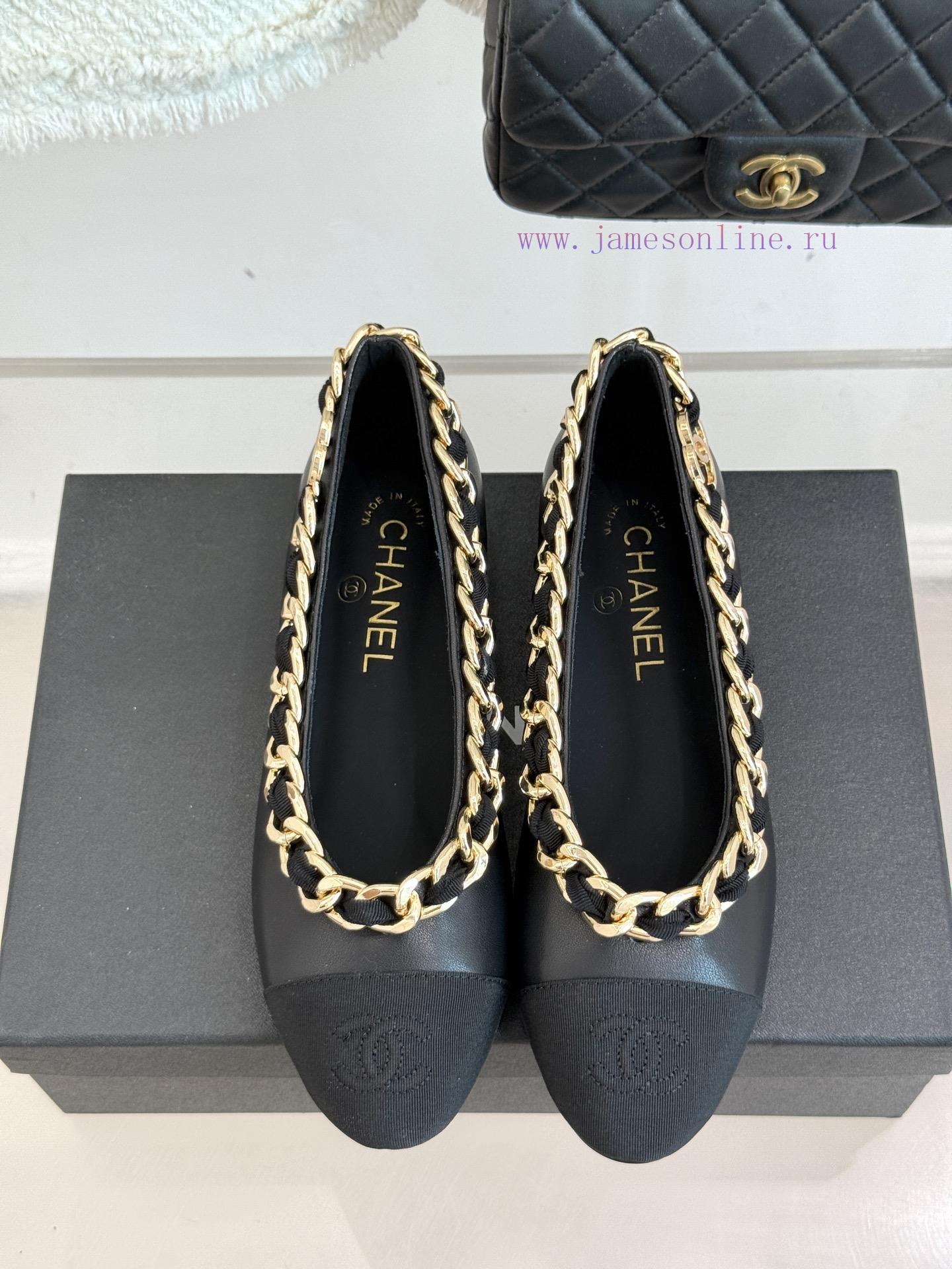 Chanel | Chanel 25A Large Chain Color BlockedThick Heeled Flat Soled Single ShoesThese Single S uiyzwhq6 - Image 5