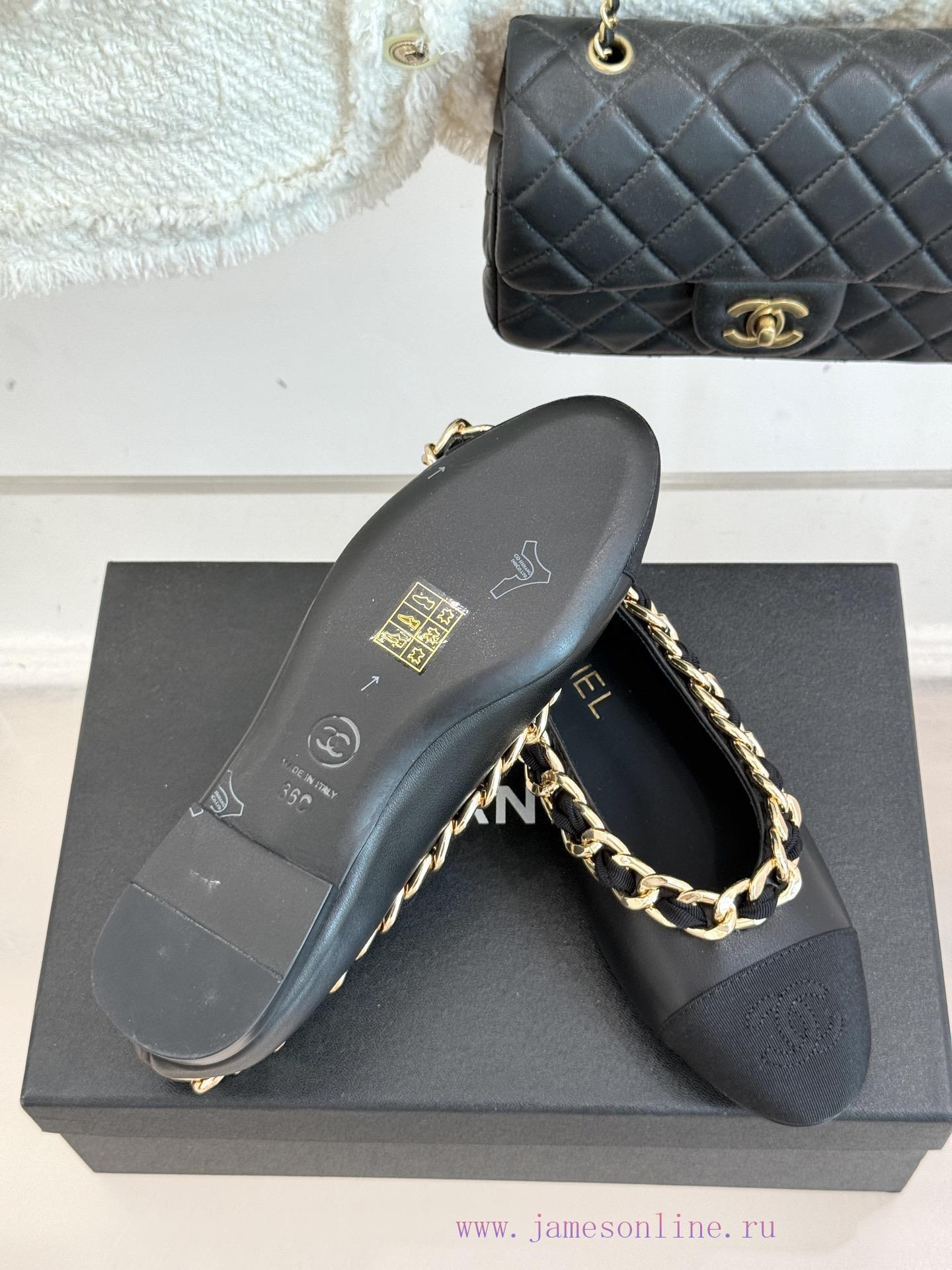 Chanel | Chanel 25A Large Chain Color BlockedThick Heeled Flat Soled Single ShoesThese Single S uiyzwhq6 - Image 10