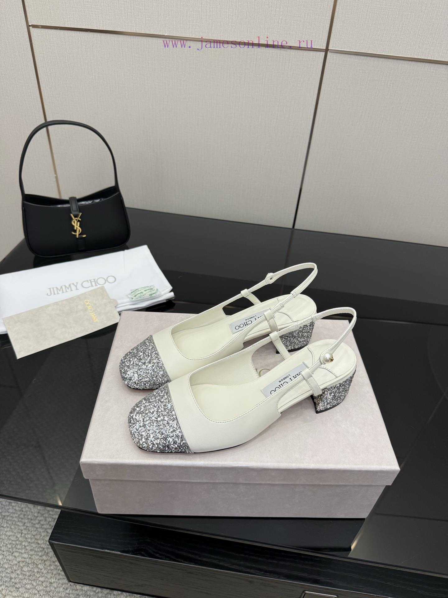Jimmy Choo High HeelsCoarse Heel Patent Leather ToeArtificial Pearls Logo DetailsImported Sheep 5x3idg3o - Image 5