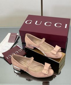 Pink GuCC High-end Boutique 2025 Early Autumn Series New Product Bow Mary Jane Flat Ballet Shoe srwlnhbg