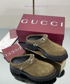 2025 Early Autumn GUCCI Women's Horseneck Buckle M ü Ller Shoes New Grooved Sole Le Fu Shoes La a0vwy513